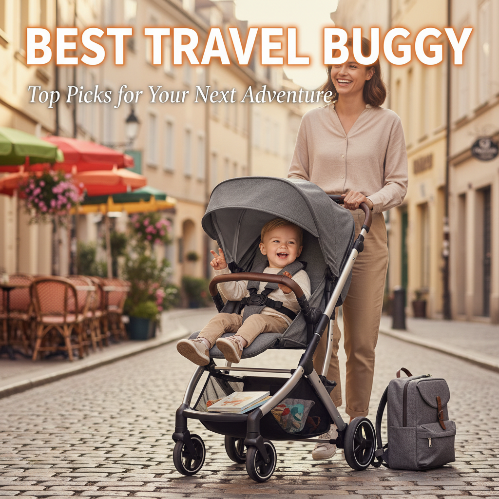 Best Travel Buggy: Sleek stroller in a scenic spot, perfect for adventures with kids and parents on the go.