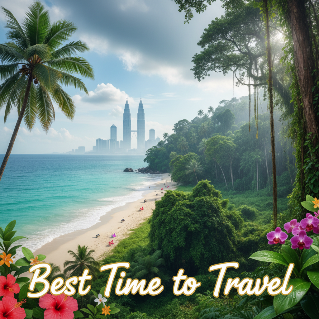 Lush Malaysian landscapes and seasons with beaches, rainforests, and landmarks, ideal for travel.